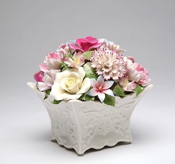 Cosmos Gifts 80085 Fine Porcelain Flower Bouquet with Music Box Figurine Music Tune Edelweiss, 5-1/2"