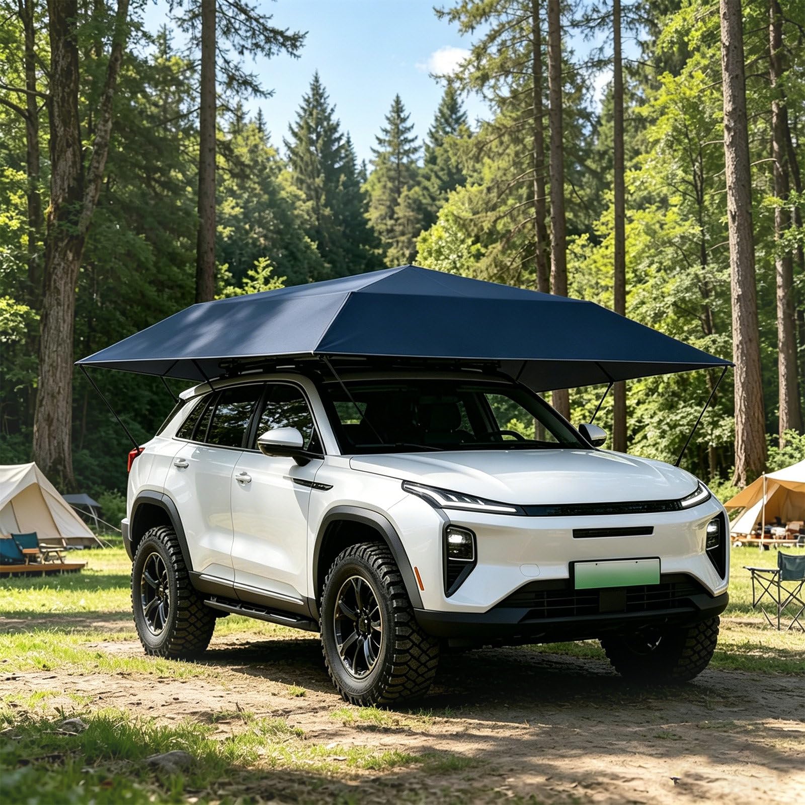 Tenda Universale per Auto,Tenda Copriauto Completamente Automatica con Telecomando e Borsa, Ombrello Portatile Pieghevole per Auto, per Berline, SUV, Monovolume 4.8mBlue