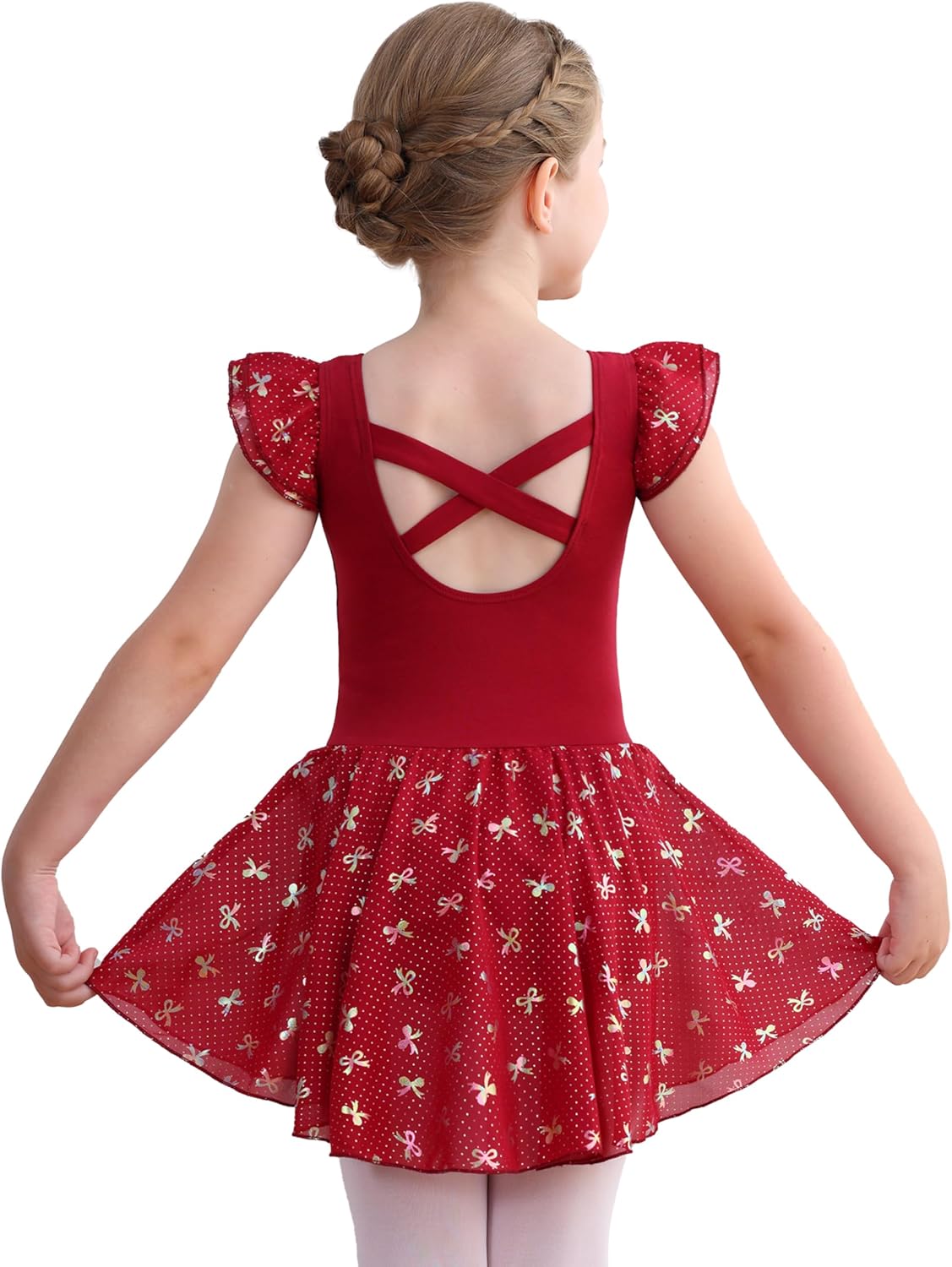 Girls Ballet Leotards Skirt Toddler Dance Ballerina Dresses Outfit Gymnastic Ruffle Butterfly Sleeve