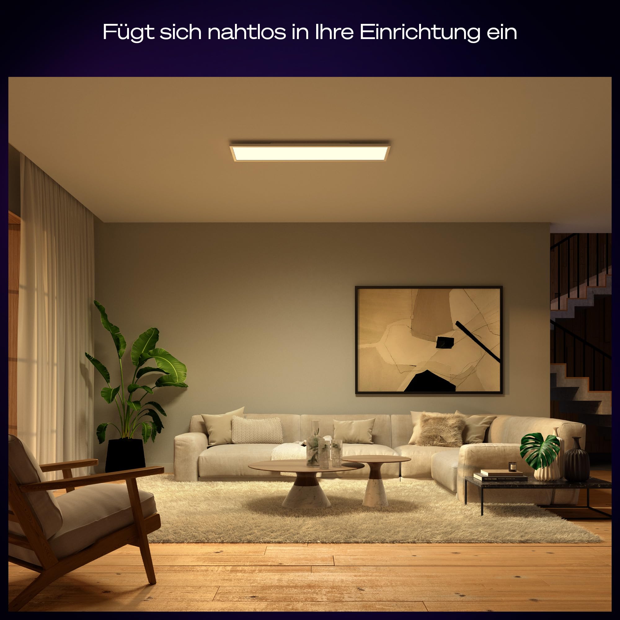 Philips Hue Surimu White & Color Ambiance Panel Deckenlampe 120x30cm, dimmbare Deckenleuchte für das Hue Lichtsystem mit 16 Mio. Farben, steuerbar via App, kompatibel mit Amazon Alexa (Echo, Echo Dot)