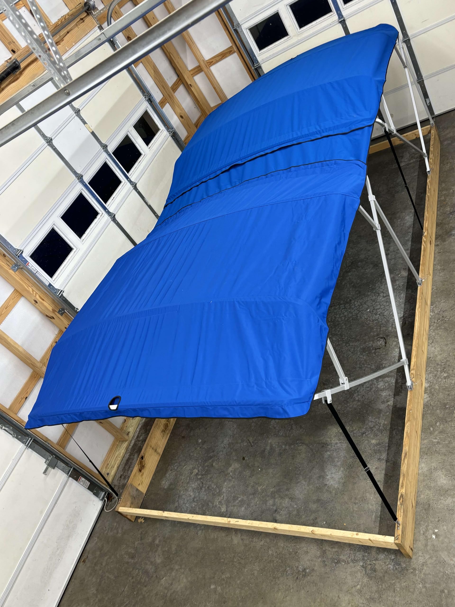 Monster Double Pontoon Boat Bimini Top in Blue, 17' long, 8' wide, fits 91-96