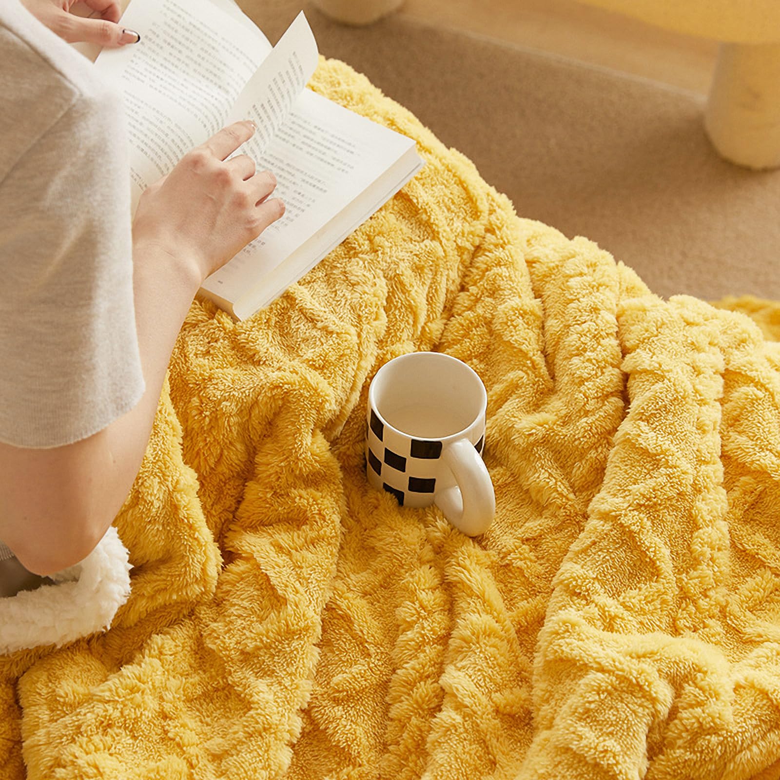 QOFLY Sherpa - Coperta in pile di alta qualità, 150 x 200 cm, coperta per soggiorno e soggiorno, coperta in peluche, per letto, divano, soggiorno, Cozy Blanket