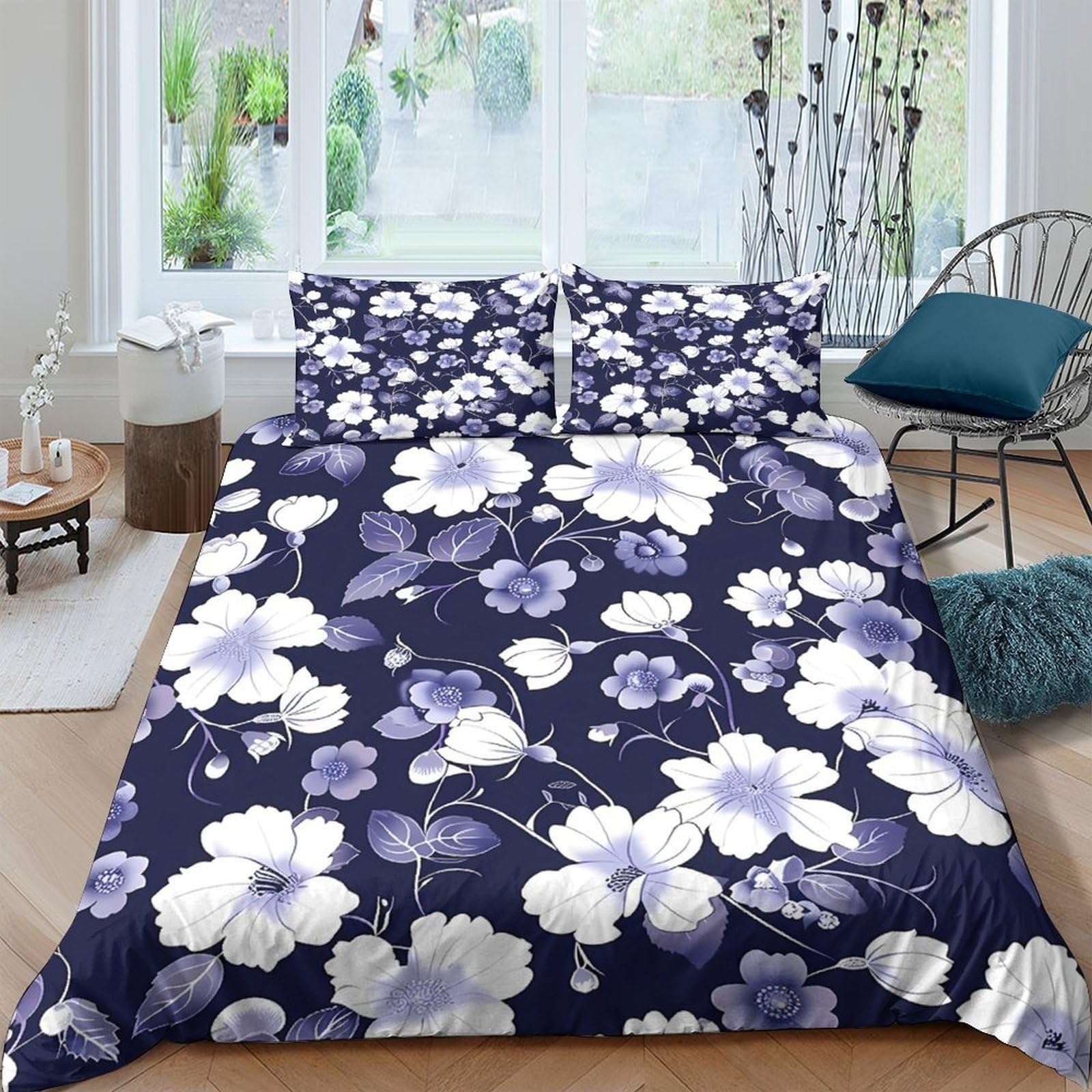 Ctjqhvkz Style-7 3D Printed Floral Night Fitted Sheet Microfiber Soft Breathable Blossom Bed Cover For Bedroom Guest Room Décor Protection Single（135X200cm）