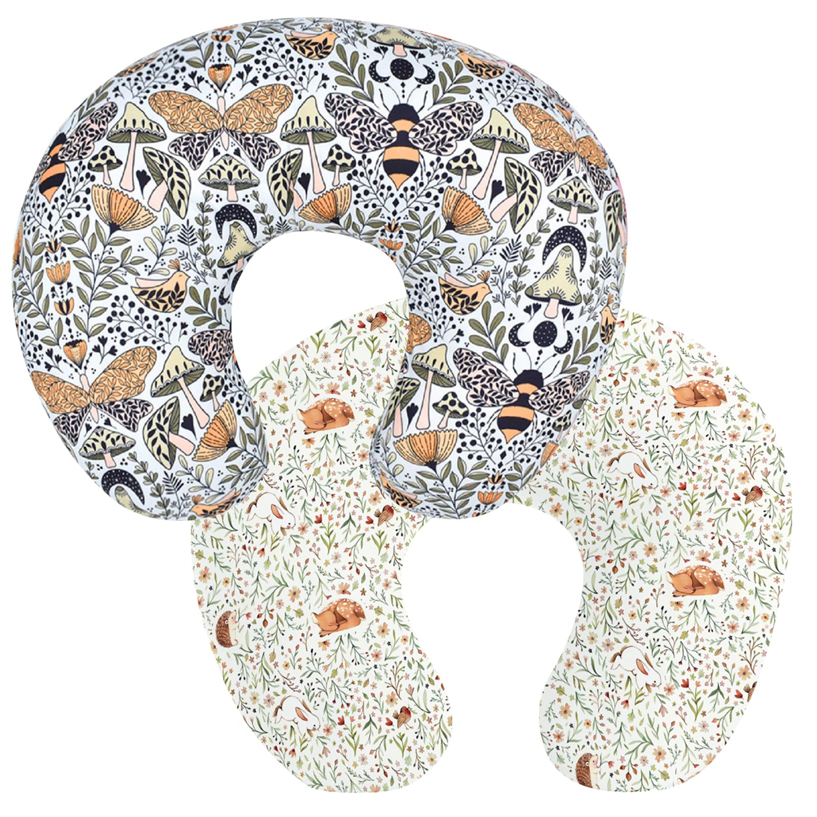 Winmany Stillkissenbezug, abnehmbar, für Jungen und Mädchen, bequem, atmungsaktiv und waschbar, 57,1 x 45,7 cm, Bienen, Schmetterlinge und Wälder, 2 Stück