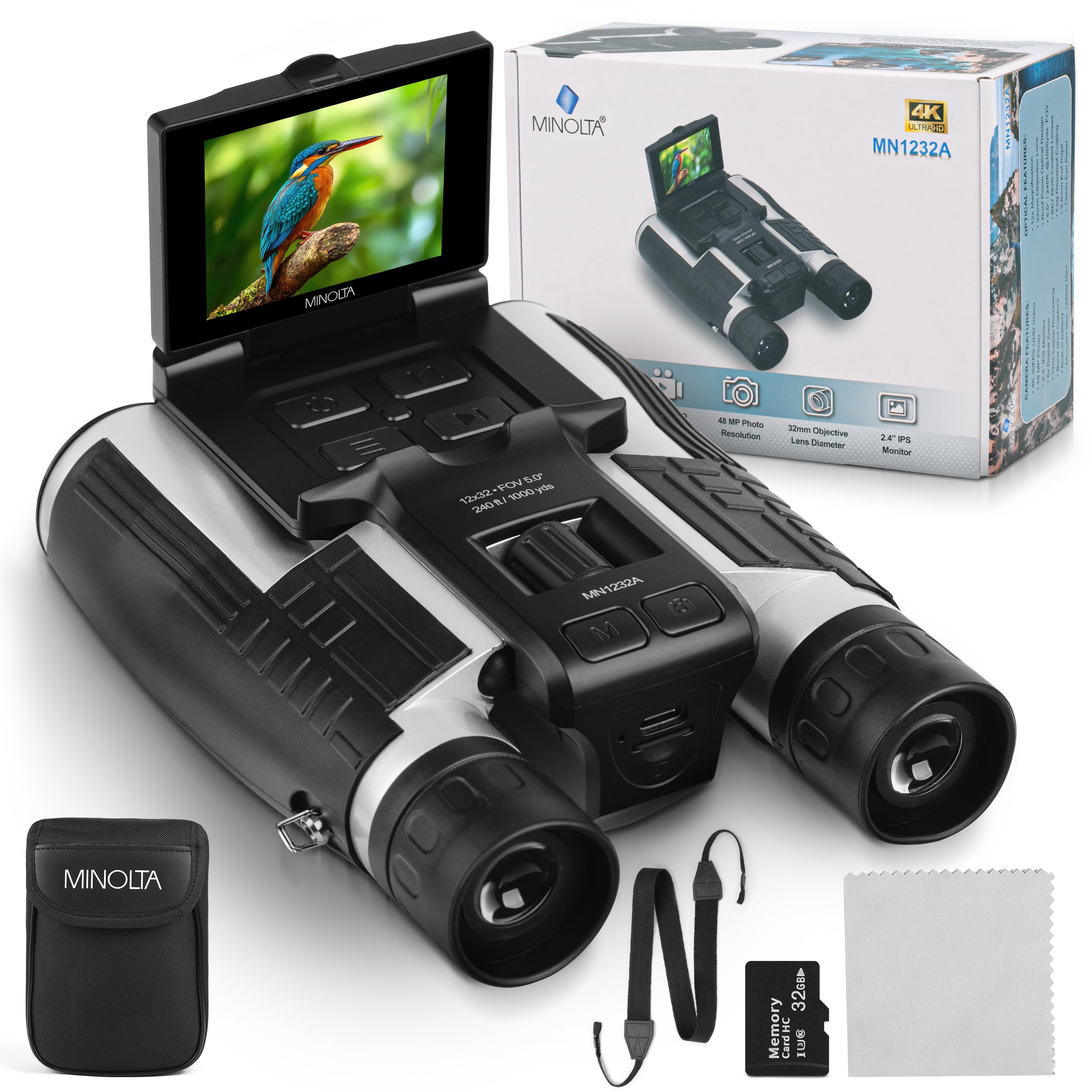 Amazon.com : Minolta 12x32 Digital Binoculars - 4K UHD Video