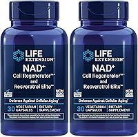 Vista 1 de Life Extension NAD+ Regenerador de células y Resveratrol Elite, NIAGEN ribosido de nicotinamida, Trans-resveratrol, quercetina, Fisetina