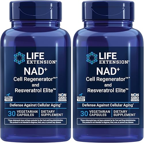 Life Extension NAD+ Regenerador de células y Resveratrol Elite, NIAGEN ribosido de nicotinamida, Trans-resveratrol, quercetina, Fisetina, para