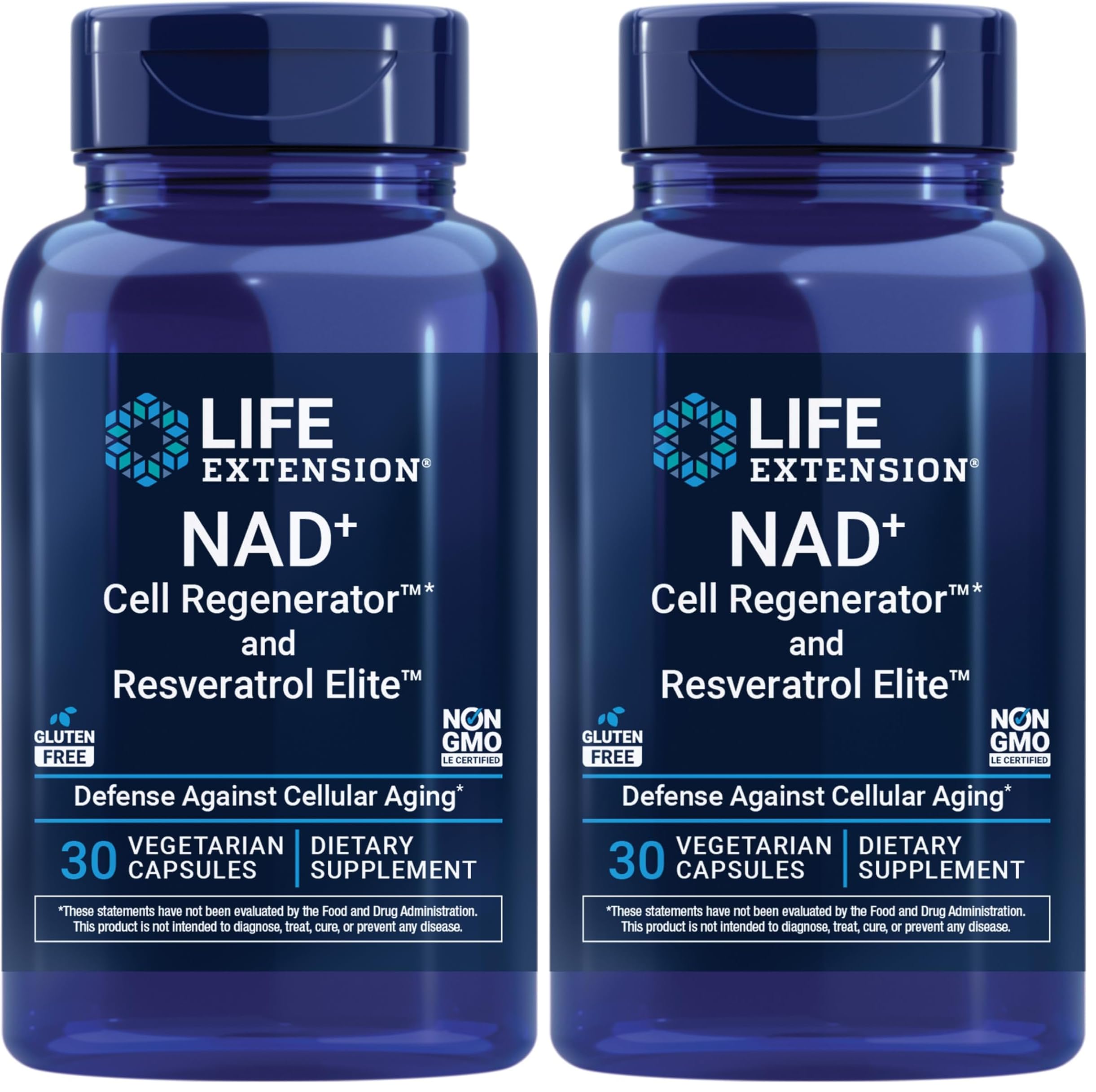 Life Extension NAD+ Cell Regenerator and Resveratrol Elite, NIAGEN nicotinamide riboside, Trans-resveratrol, quercetin, Fisetin, for Longevity, Energy, and oxidative Stress, 30 Vegetarian Capsule