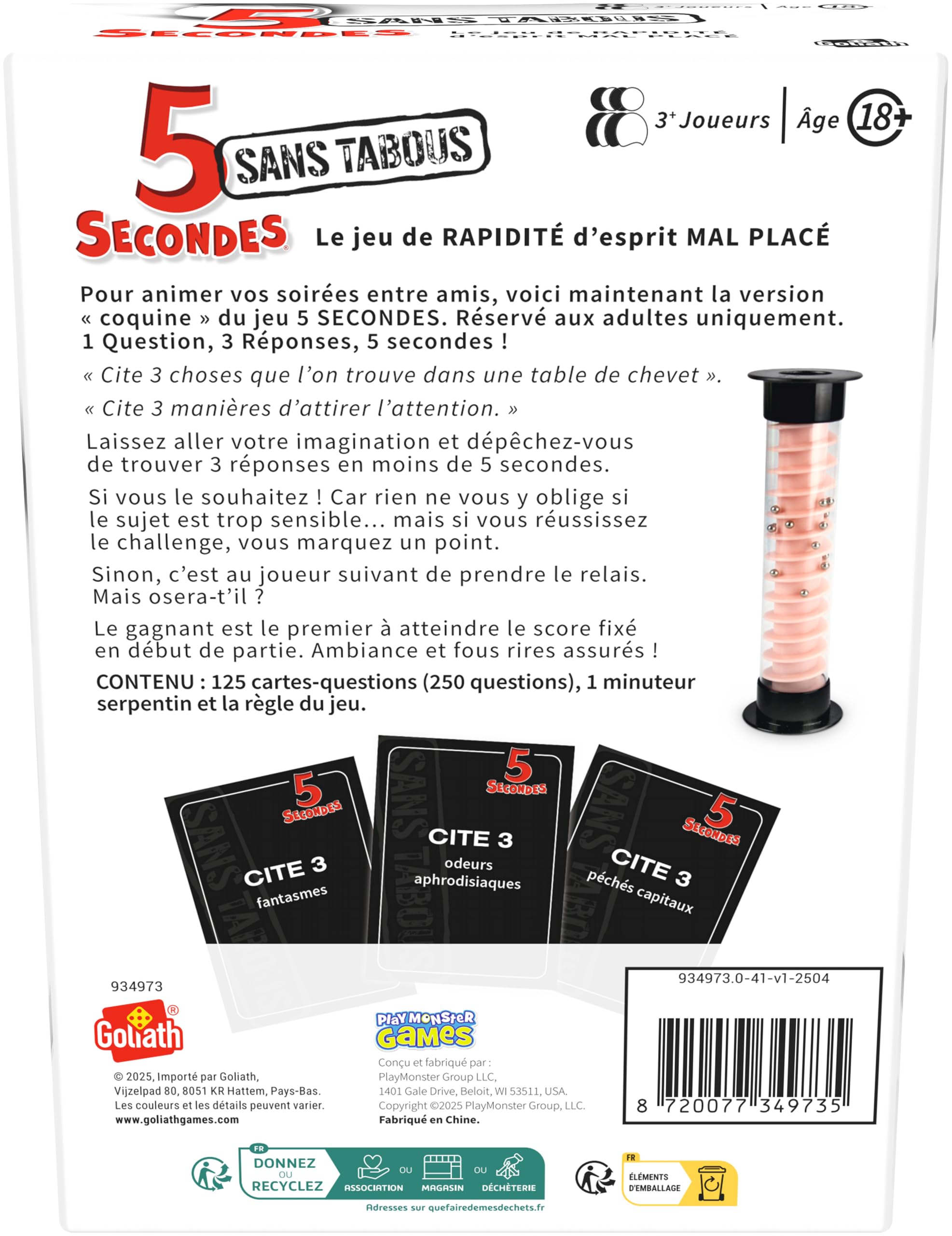 Goliath - 5 Sekunden ohne Tabus – Gesellschaftsspiel für Erwachsene ab 18 Jahren – Spiel mit Fragen und Antworten in 5 Sekunden – Lachen und Schnelligkeit – Geschenkidee für Abende – 3+ Spieler – auf