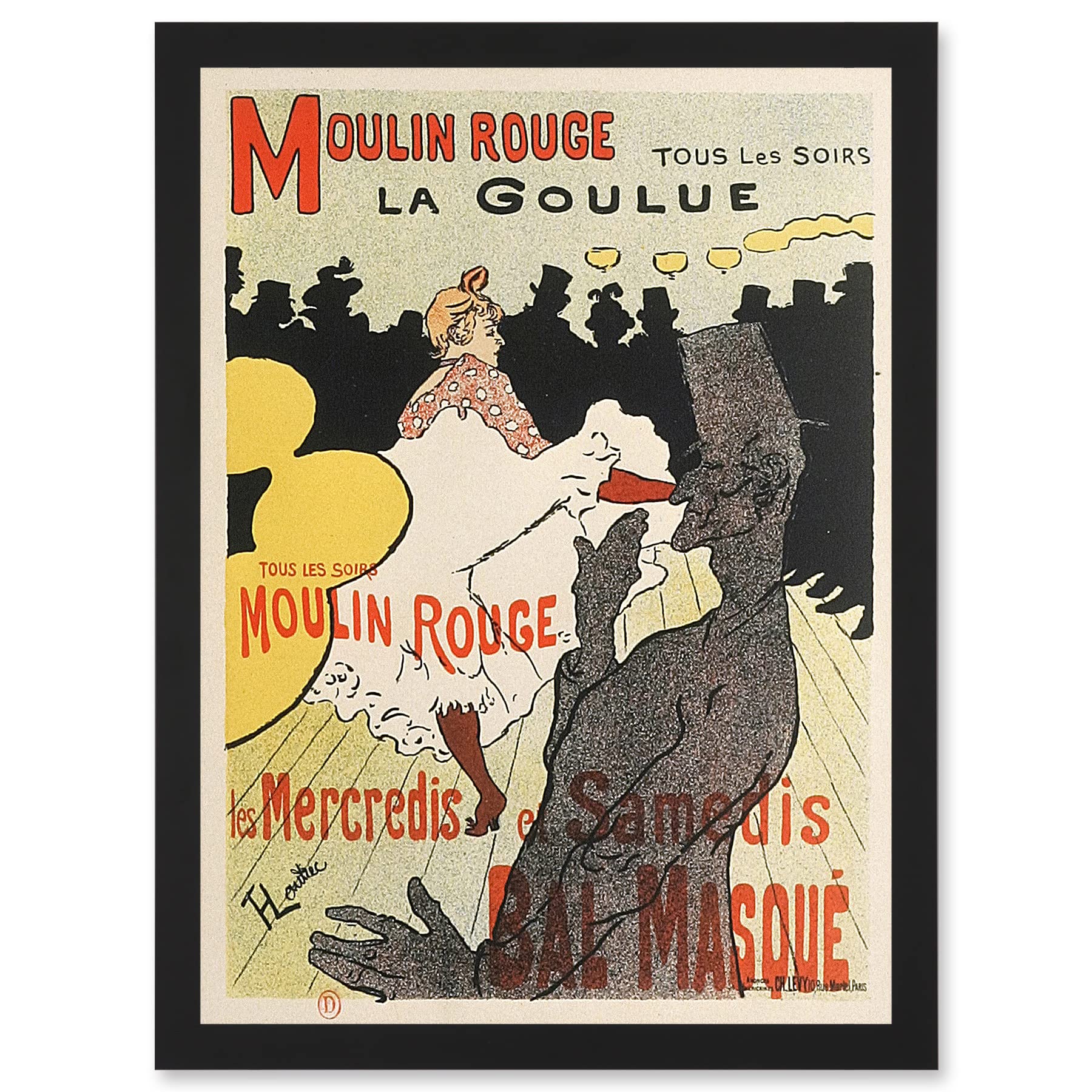 Artery8 Toulouse-Lautrec Dancer La Goulue Moulin Rouge Vintage French Advert Artwork Framed Wall Art Print A4