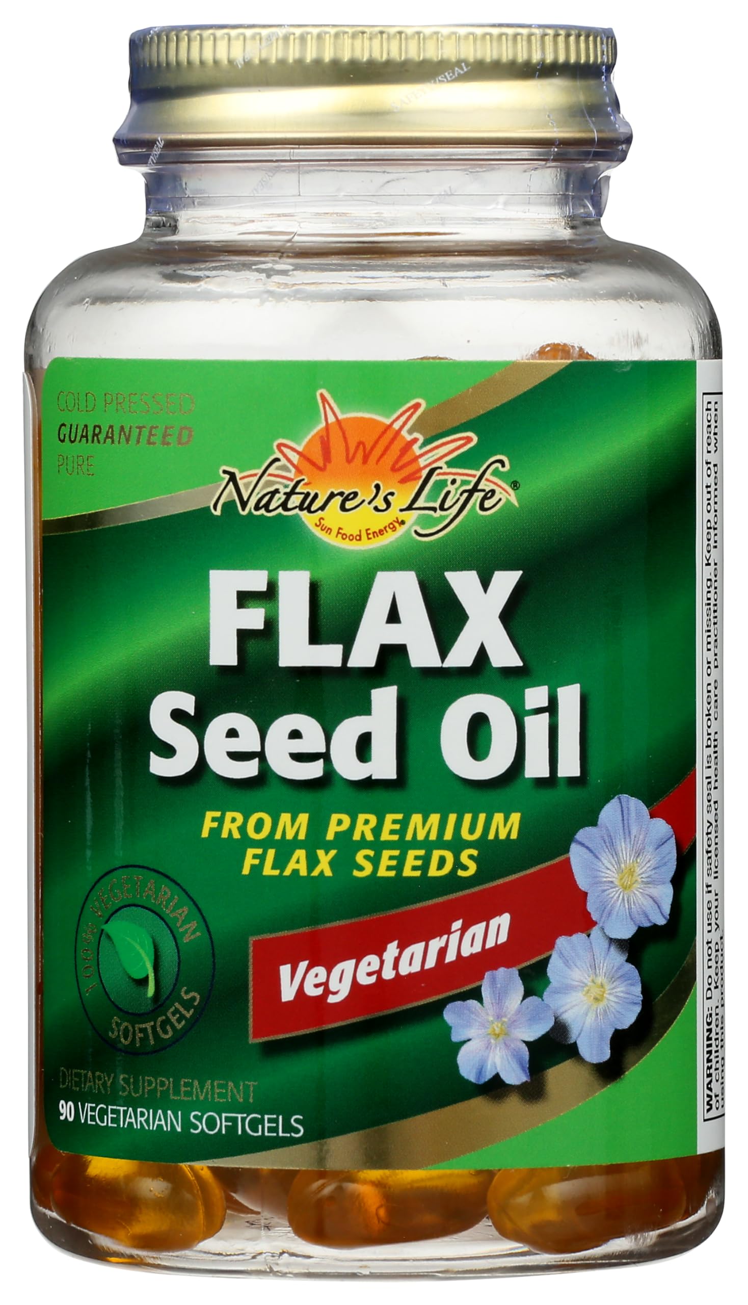 Nature's Life 100% Vegetarian Flax Seed Oil Softgels | 90-Count