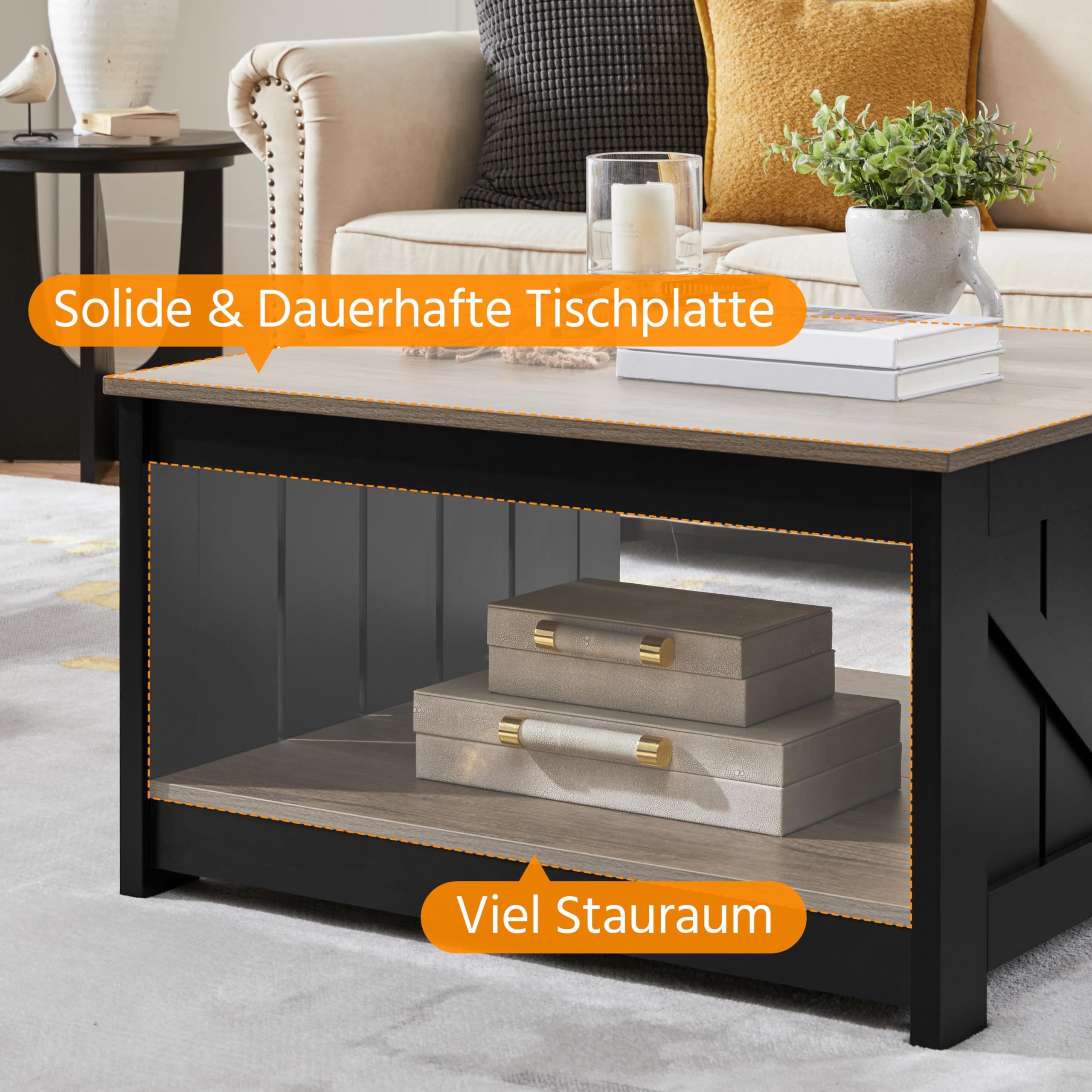 Moderne vierkante salontafel 70 x 70 x 35 cm - met centraal opbergvak 10 x 10 cm - spaanplaat - wit