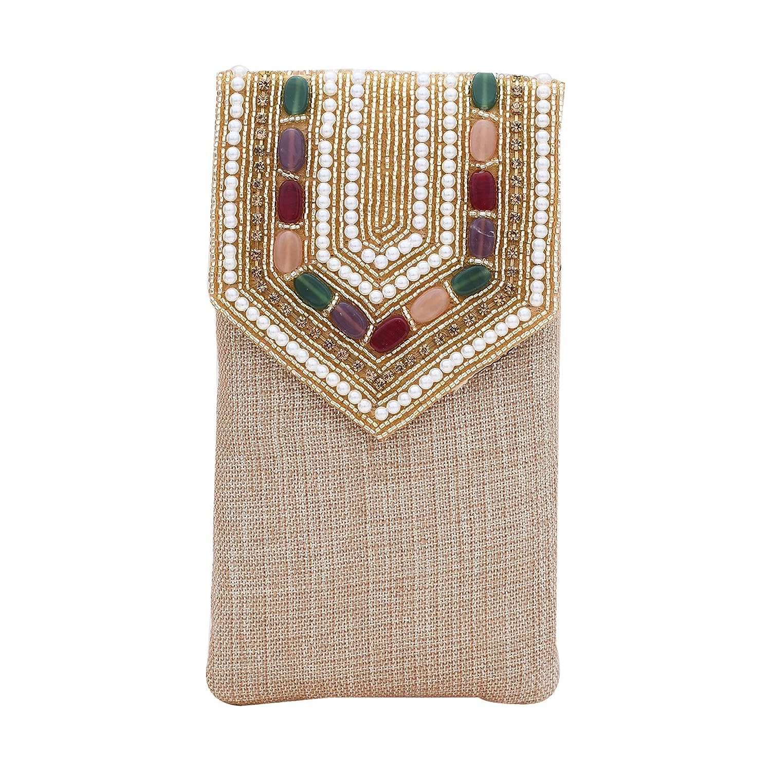 Vivaan Handicraft Collection Womens Pearl Clutch Silk Saree Mobile Pouch Waist Clip Ladies Purse Gift (Gold 3) (B0CT8YLFGR) Amazon Price History, Amazon Price Tracker