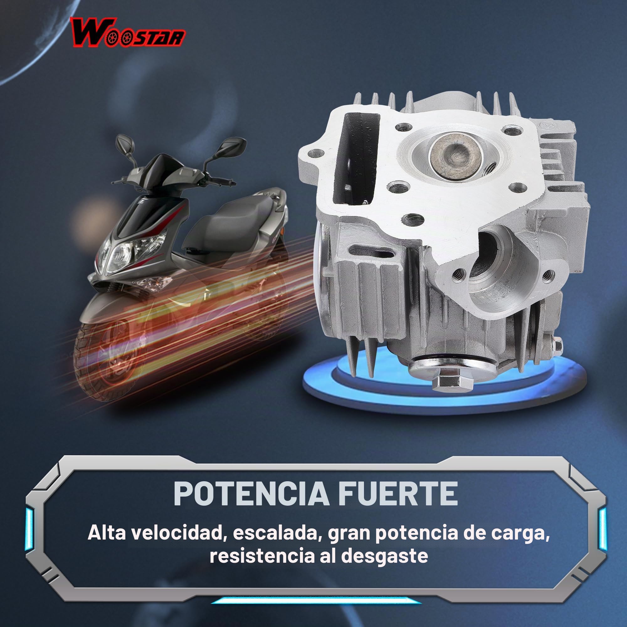 WOOSTAR 52.4mm Big Bore Cilindro y Pistón Completo Válvulas 66mm y Juntas Reemplazo para 4 Tiempos 110cc China Taotao Coolster Motor ATV Go Kart Dirt Bike