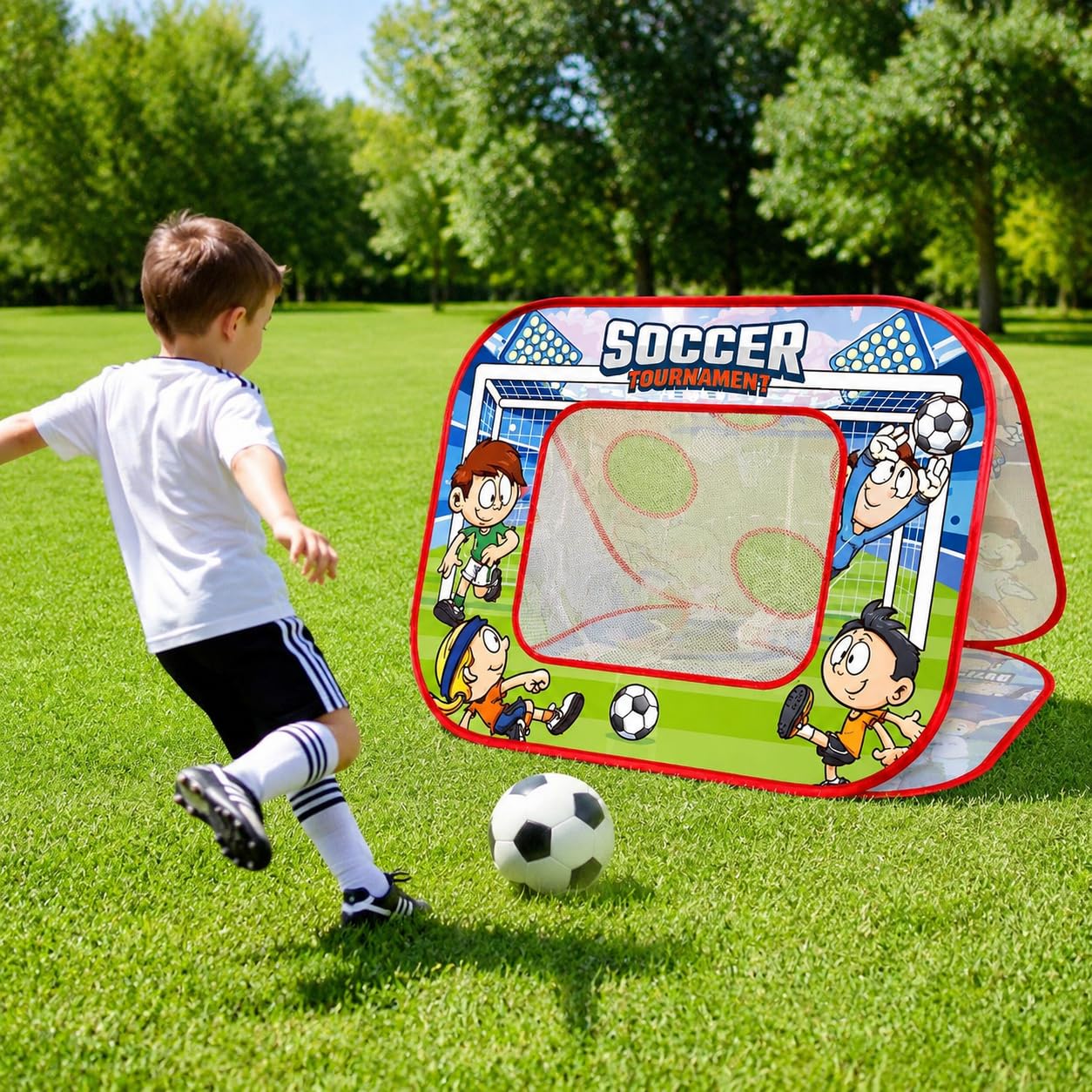 Giochi di lancio per bambini 4-6 anni, set da gioco all'aperto pieghevole, con bersaglio, calcio e palla appiccicosa, per feste e giardino