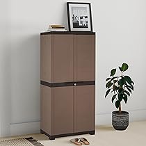 Amazon Brand – Solimo Large Plastic Shoe Rack (Beige Colour) | Shoe Cabinet | Living Room