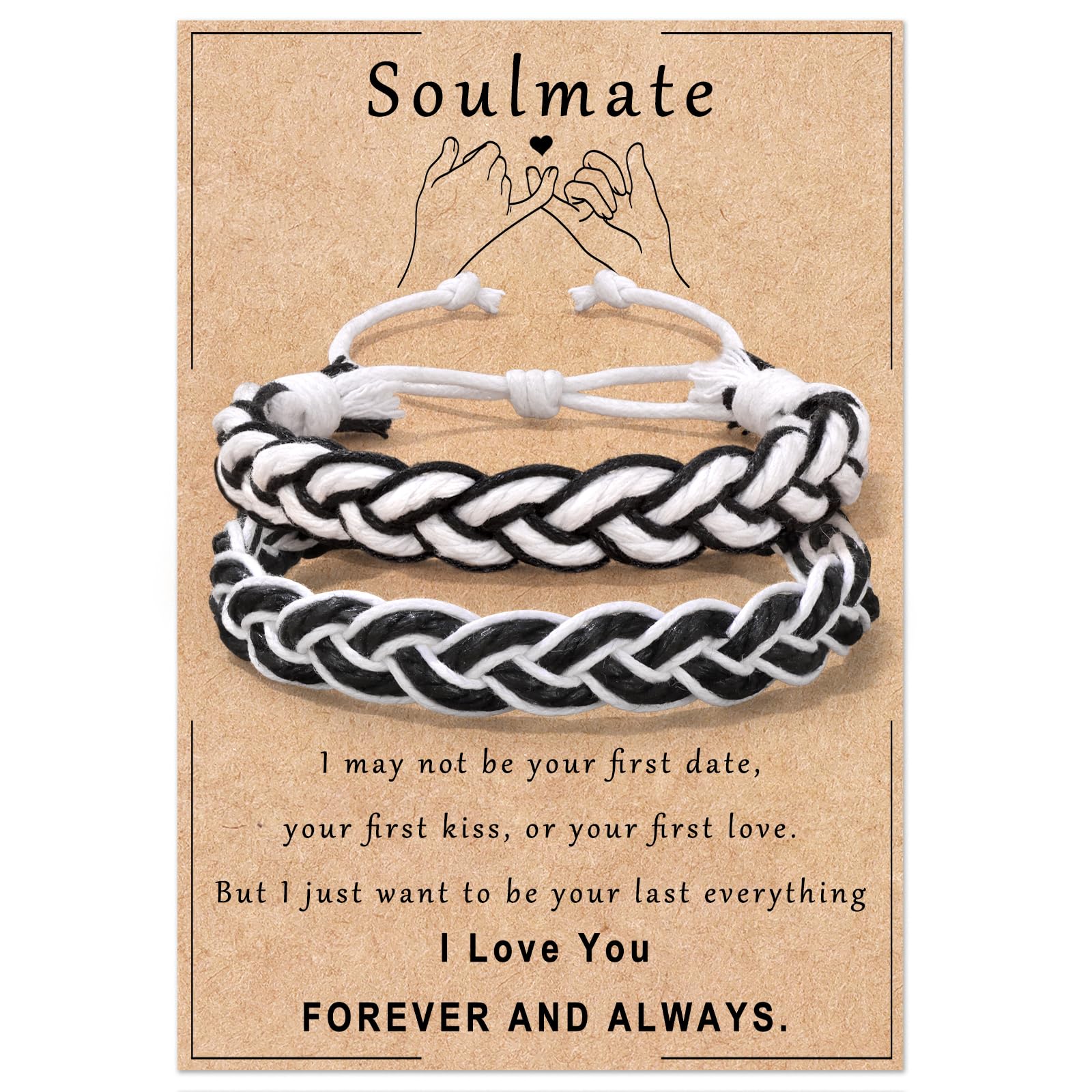 Raicegs Matching Bracelets Couple Gifts for Boyfriend Girlfriend Wife Husband Valentines Day Birthday Christmas Gifts for Her Him Women Men, 6.7"-10", Cotton, no gemstone