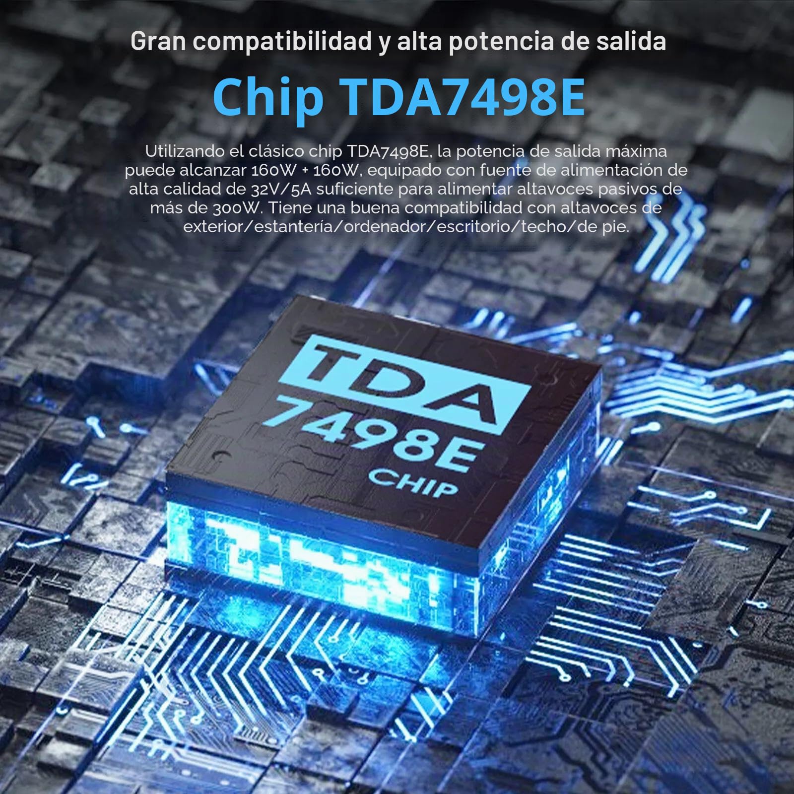 Amplificador de potencia de 320 W Bluetooth 5.0 miniestéreo USB