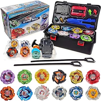 X Battling Tops Set, 12 Right Spinning Top, 3 Launchers and 1 Grip with Portable Storage Case, Gyro Battle Arena Game Gift for Boys & Girls Ages 6+