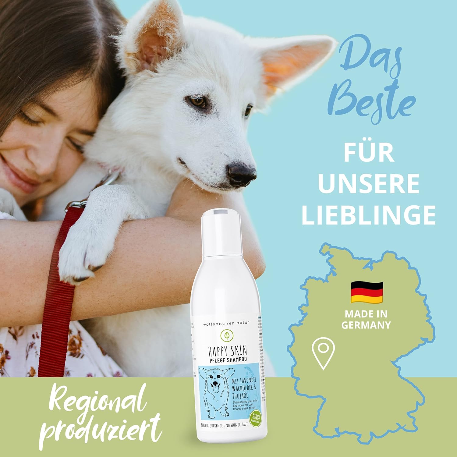 Wolfsbacher Natur Dog Shampoo Against Itching Soothes Itchy and Wound