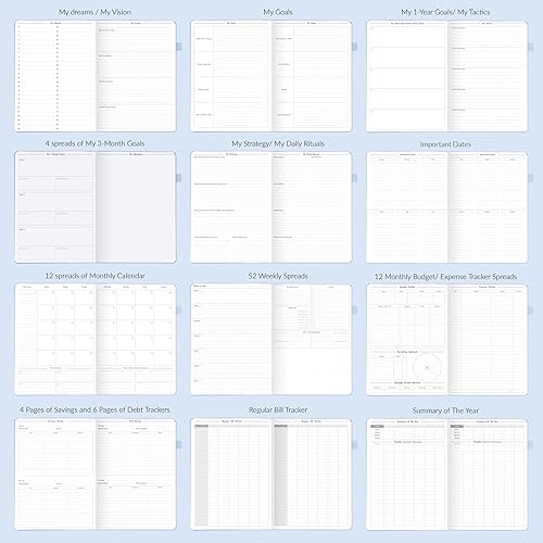 Miniatura 6 de GoGirl Planner PRO - Planificador semanal y organizador sin fecha con diseño horizontal + páginas de seguimiento de presupuestos y gastos, diario de
