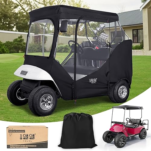 Miniatura 1 de 10L0L Caja para carrito de golf para 2 pasajeros 600D para EZGO TXT/RXV con 2 cremalleras de puerta, aberturas de espejo lateral de seguridad,