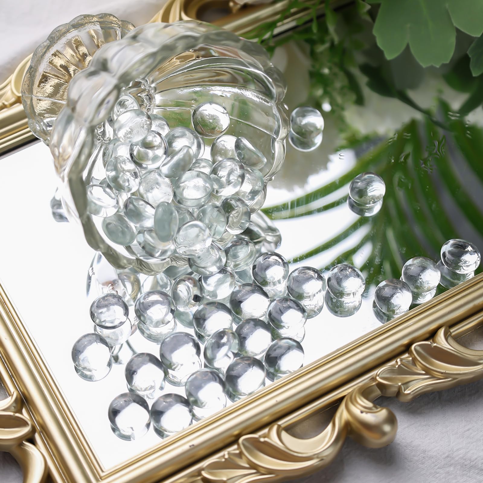 VGOODALL Clear Glass Pebbles 450g, 160-180PCS Mini Glass Beads for Vases Fish Tank, Home Decor - Image 4