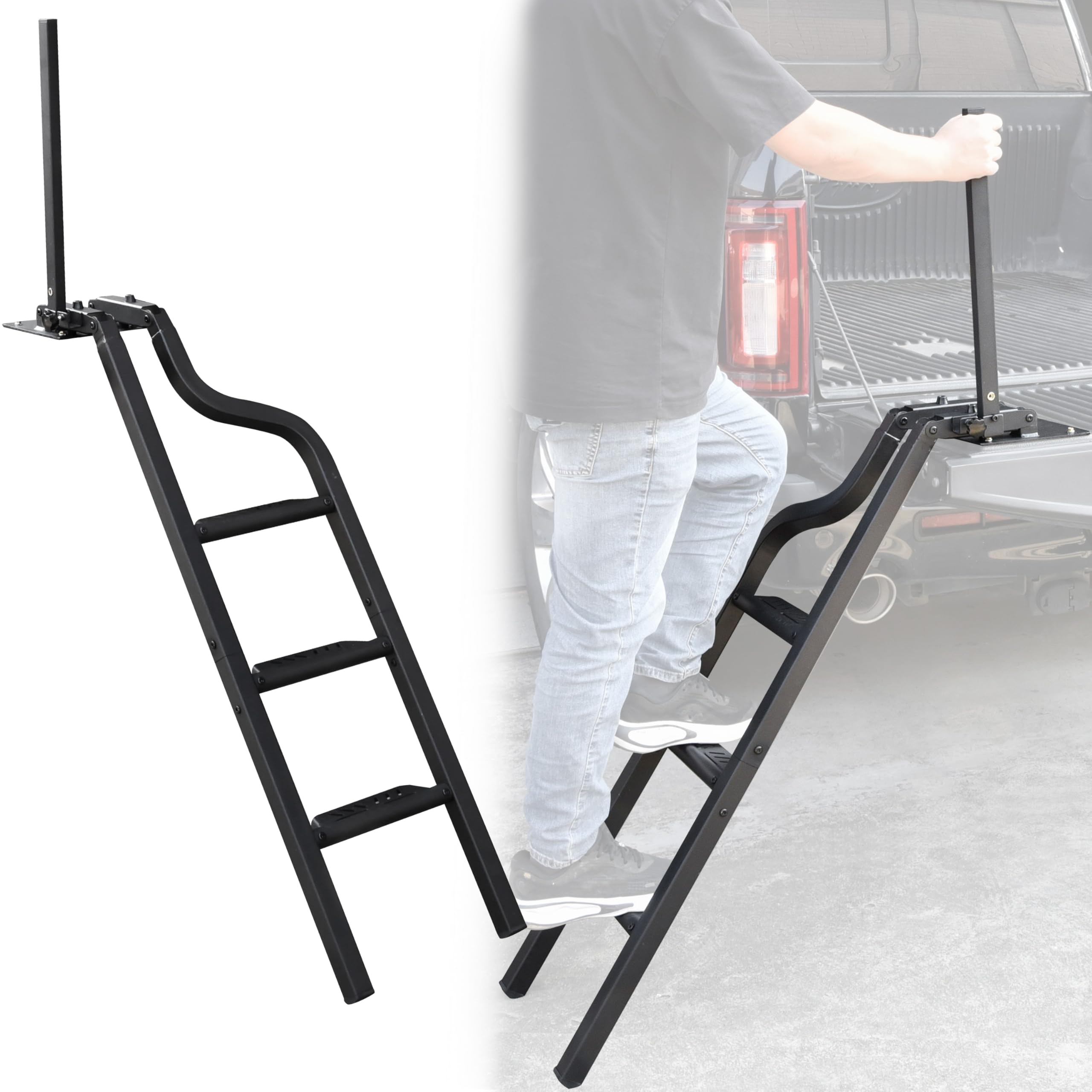 Universal Heavy Duty Pickup Truck Tailgate Ladder with Handrail