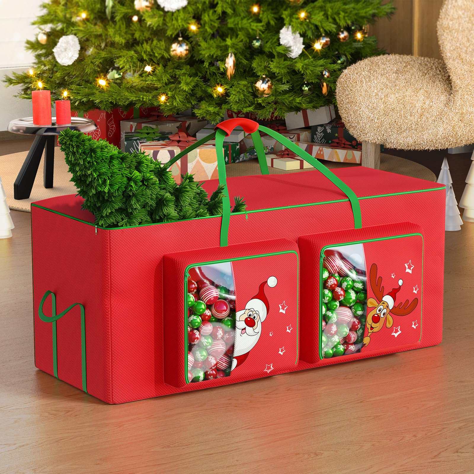 Alupssuc Borsa portaoggetti per Albero di Natale Contenitore/Supporto per Albero di Natale Alto 9 Piedi Borsa a Rete Doppia Oxford Resistente, Resistente all'Umidità