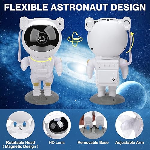 Miniatura 4 de Proyector de luz de astronauta y galaxia, proyector de astronauta con temporizador y control remoto, luces de estrella para techo, gran decoración