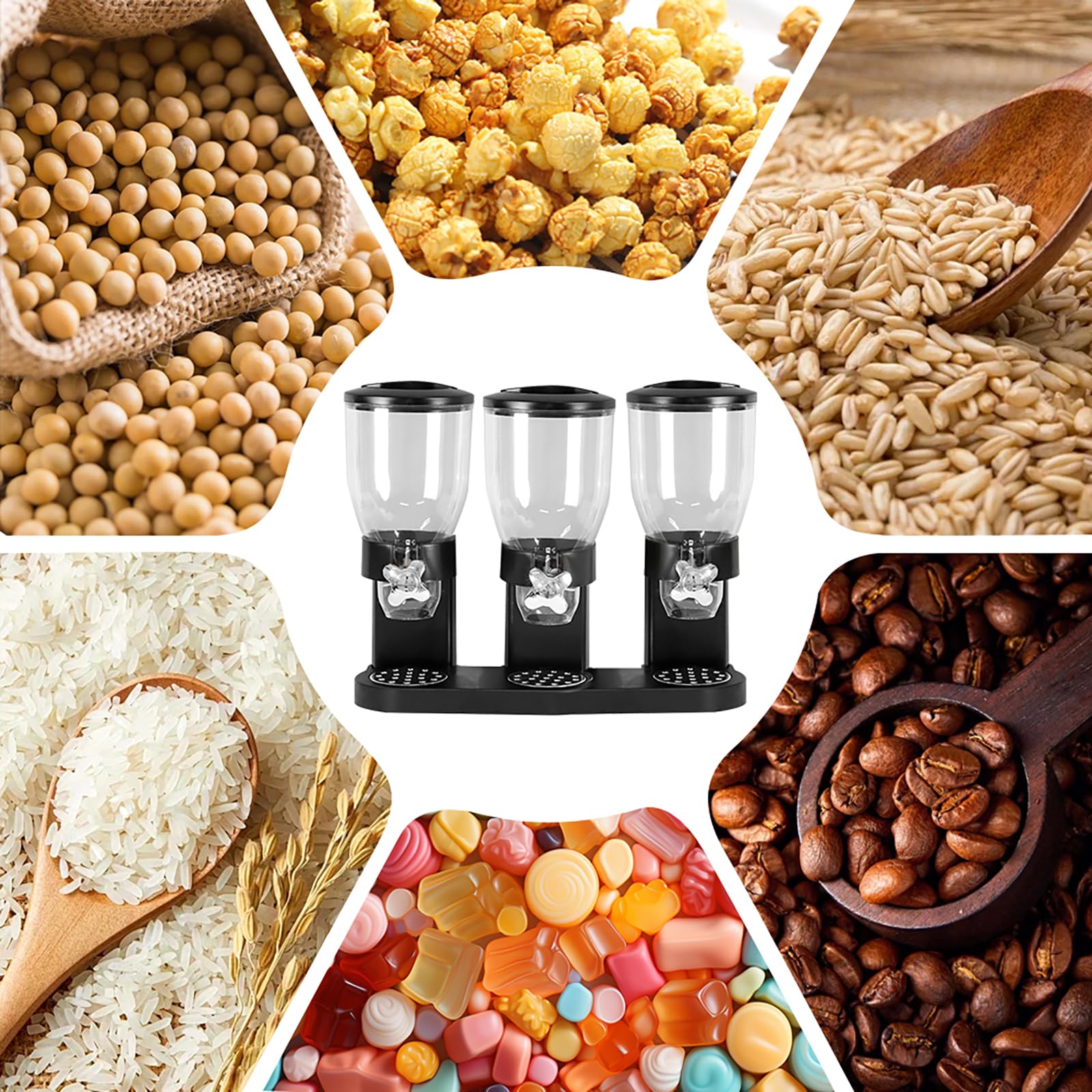 3er Pack Müslispender 2L, Aufbewahrungsbox Küche Organizer mit Deckel, Cereal Dispenser für Müsli, Kaffeebohnen, Trockenlebensmittel, Süßigkeiten, Reis, Getreide