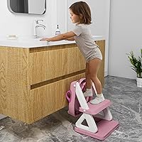 Vista 12 de Wiifo - Asiento de entrenamiento para ir al baño con escalera para niños y niños pequeños, escalera resistente para orinal con cojín acolchado suave
