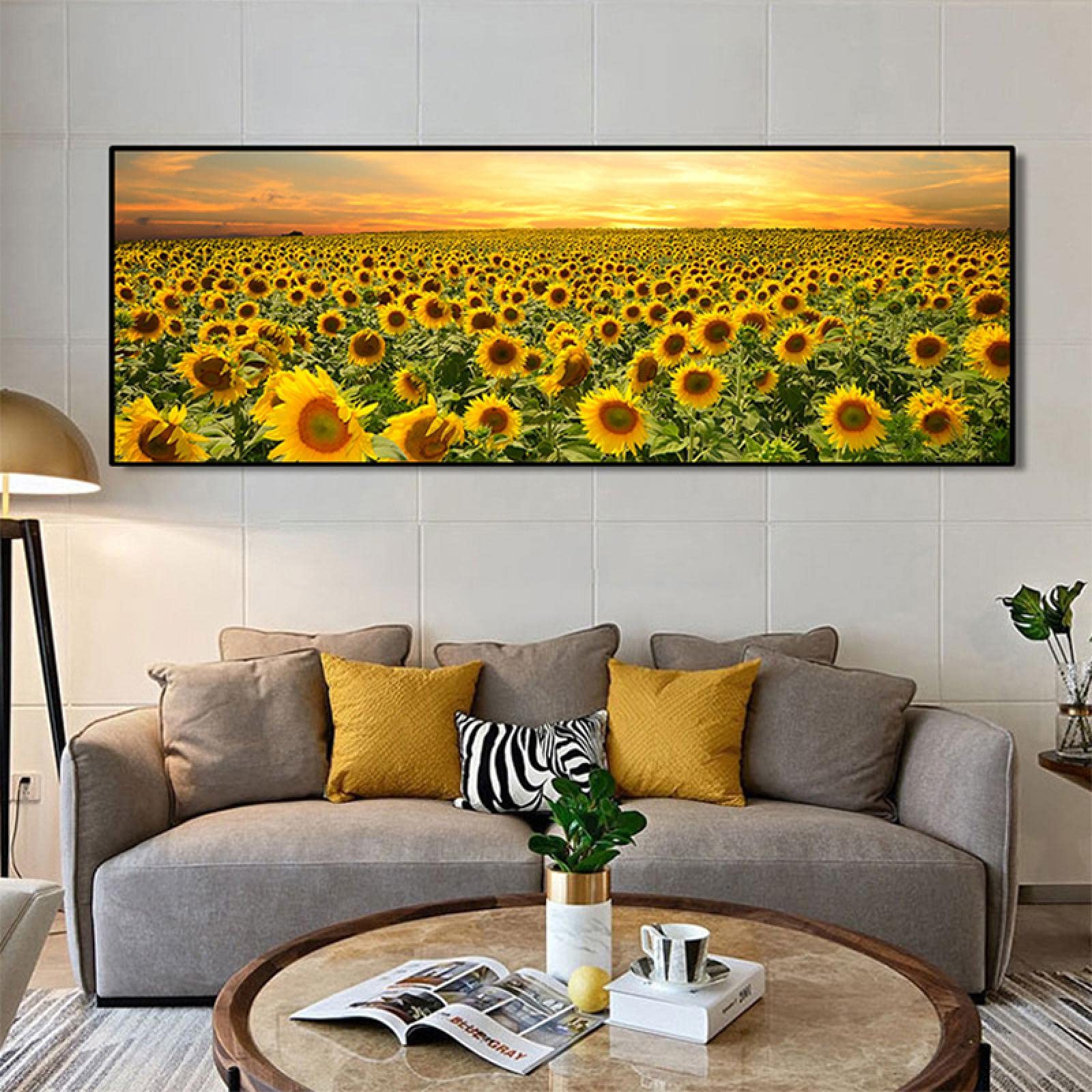 Peinture tournesol imprimée sur toile décorative 60x180 cm sans cadre pour chambre