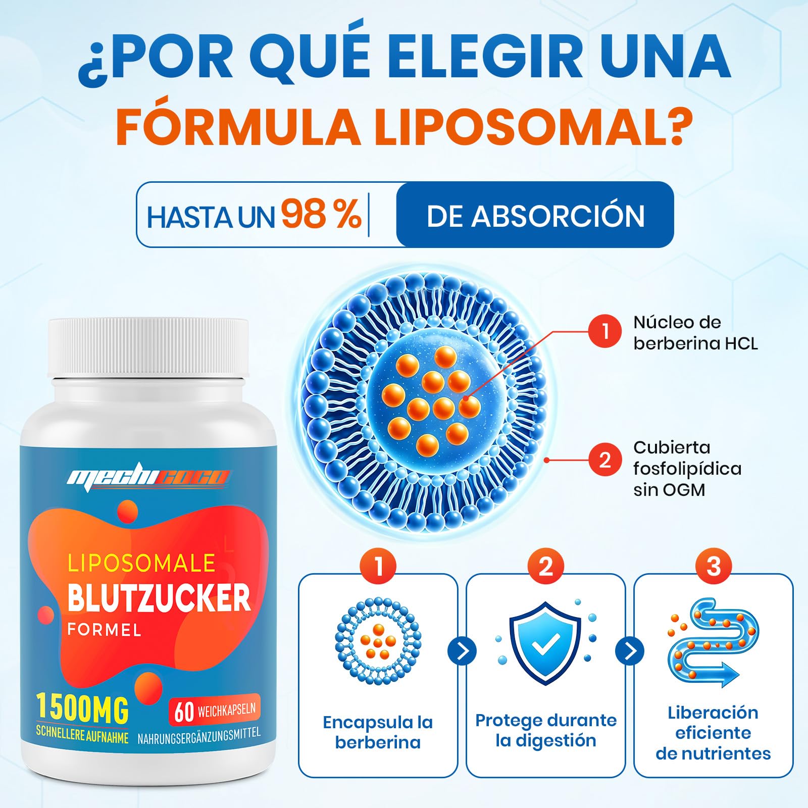 Suplemento de Berberina Liposomal 1500 mg （Pack de 2）