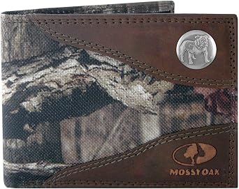 ZEP-PRO NCAA mens Zep-pro Mossy Oak Nylon and Leather Passcase Concho Wallet
