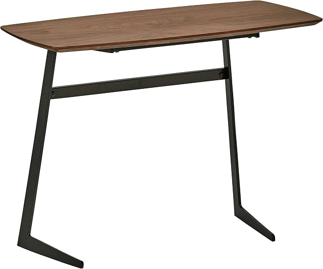 Amazon Brand - Rivet Industrial Tilted Wood & Metal End/Side Table, 38 x 80 x 60cm, MDF with Walnut Veneer/Black Metal
