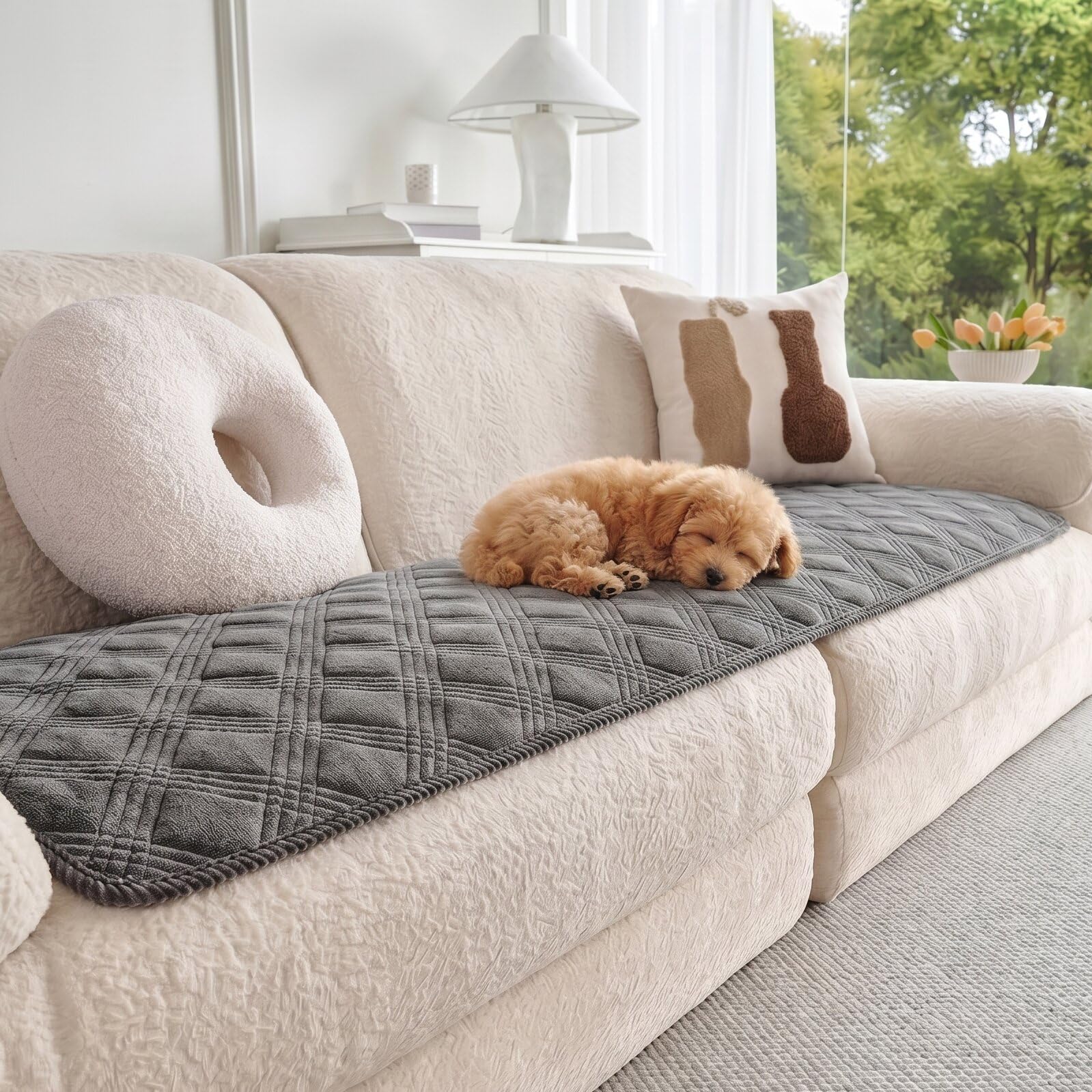 Skoglund Water Resistant Sofa Cover,Pet Sofa Cover Washable Soft Thick 1 2 3 Seater, Couch Protector for Dogs,Non-Slip Couch Cover, Furniture Sofa Protection for Living Room (Dark grey, 70 * 150 cm)