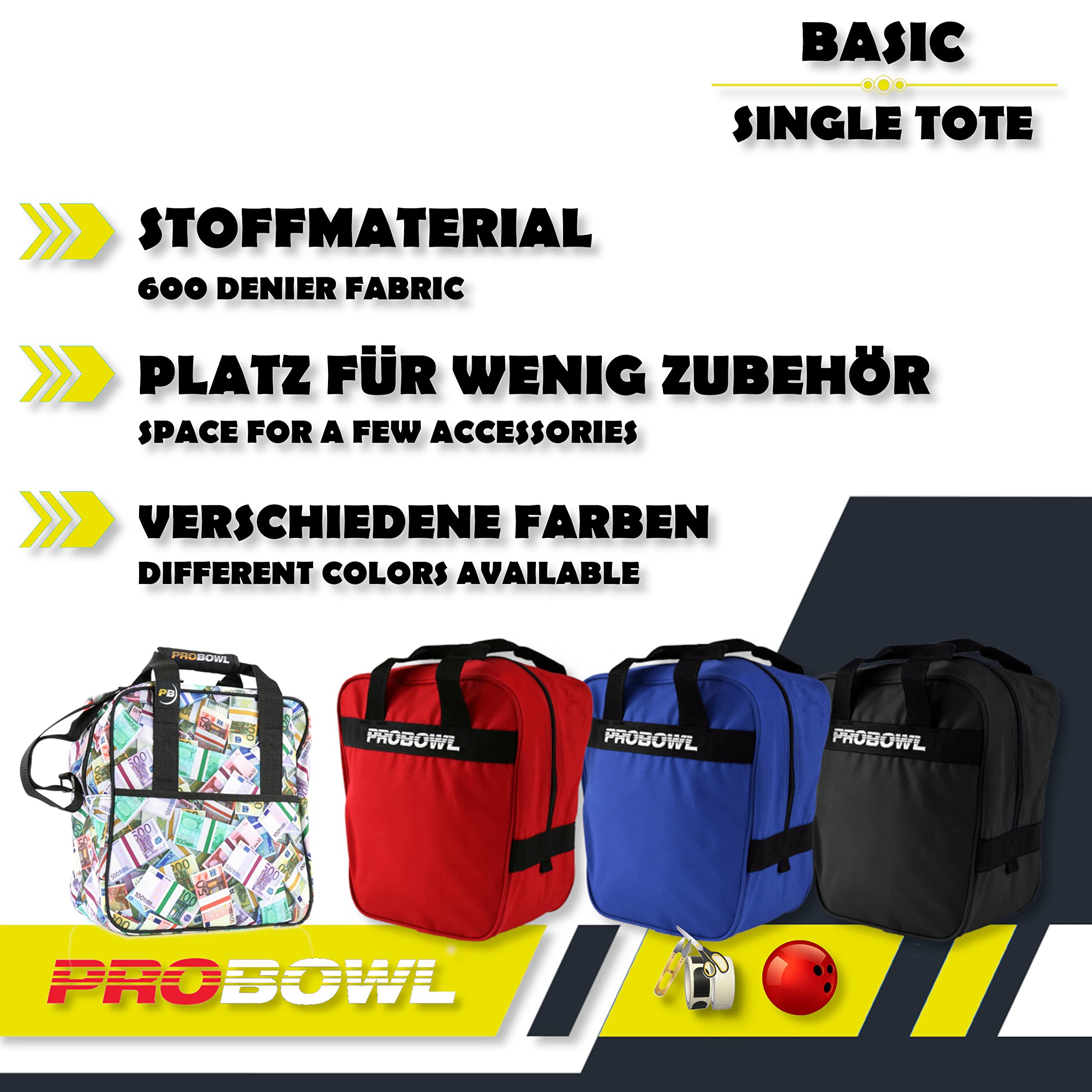 1 bolsa de bolos de bola, bolsa de bolos básica, bolsa de bolos para bolas, portátil, delgada, acolchada, bolsa de bolos con asas, bolsa para hombre y mujer, para niños