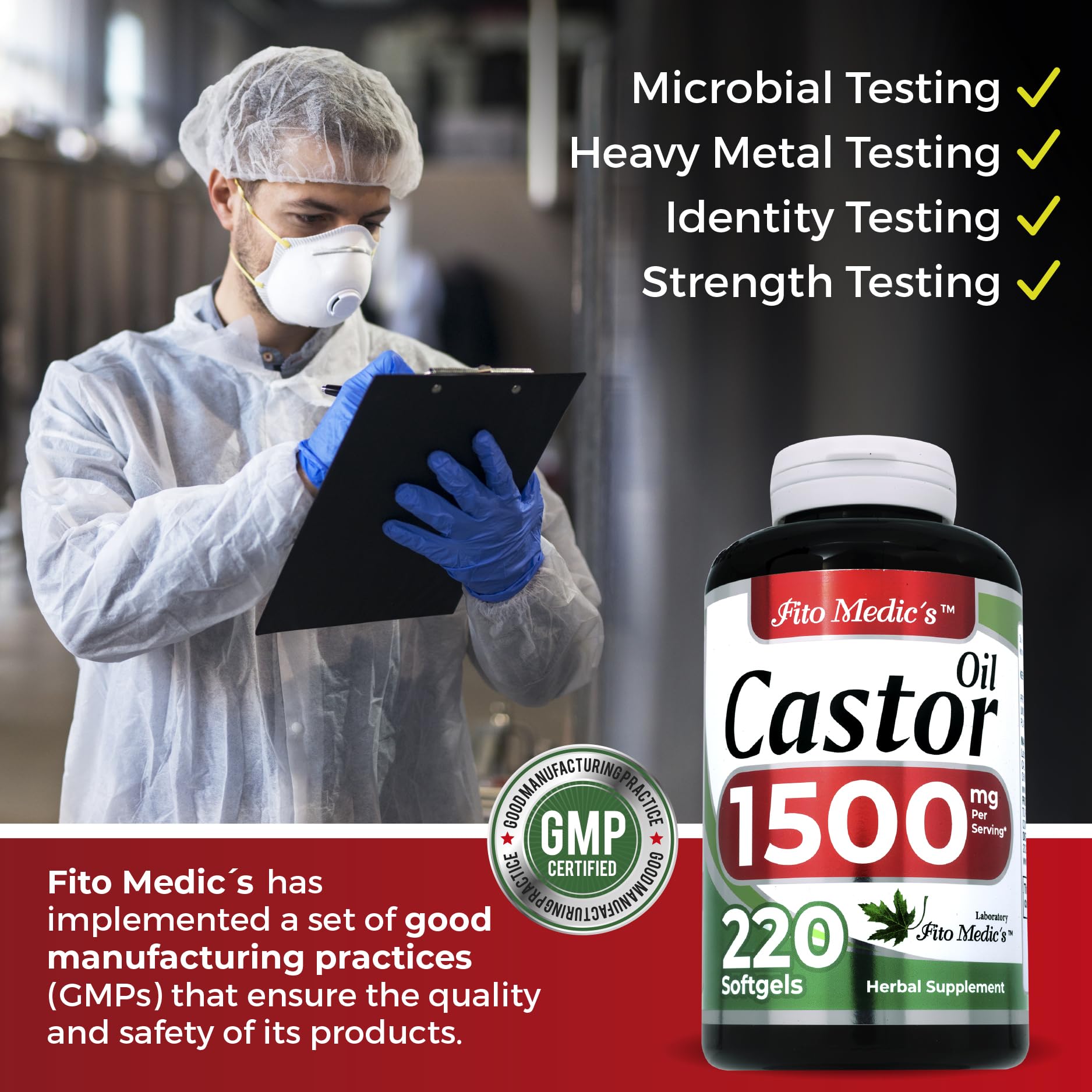 FITO MEDIC'S Lab | Castor Oil Pills |220 softgels |1500 mg| Castor Oil softgels | Concentrate Extract | Ultra high Absorption.