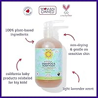 Vista 3 de California Kids Chillax Champú y gel de baño 100% a base de plantas Cuidado de la piel suave Champú de lavanda para niños + adolescentes