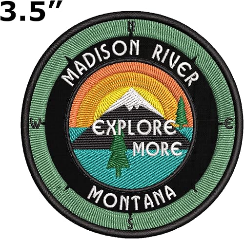 Miniatura 2 de Parche bordado Madison River, Montana, Explorar más, 3.5in, para planchar o coser en vacaciones, recuerdo, viaje, novedad, tema decorativo