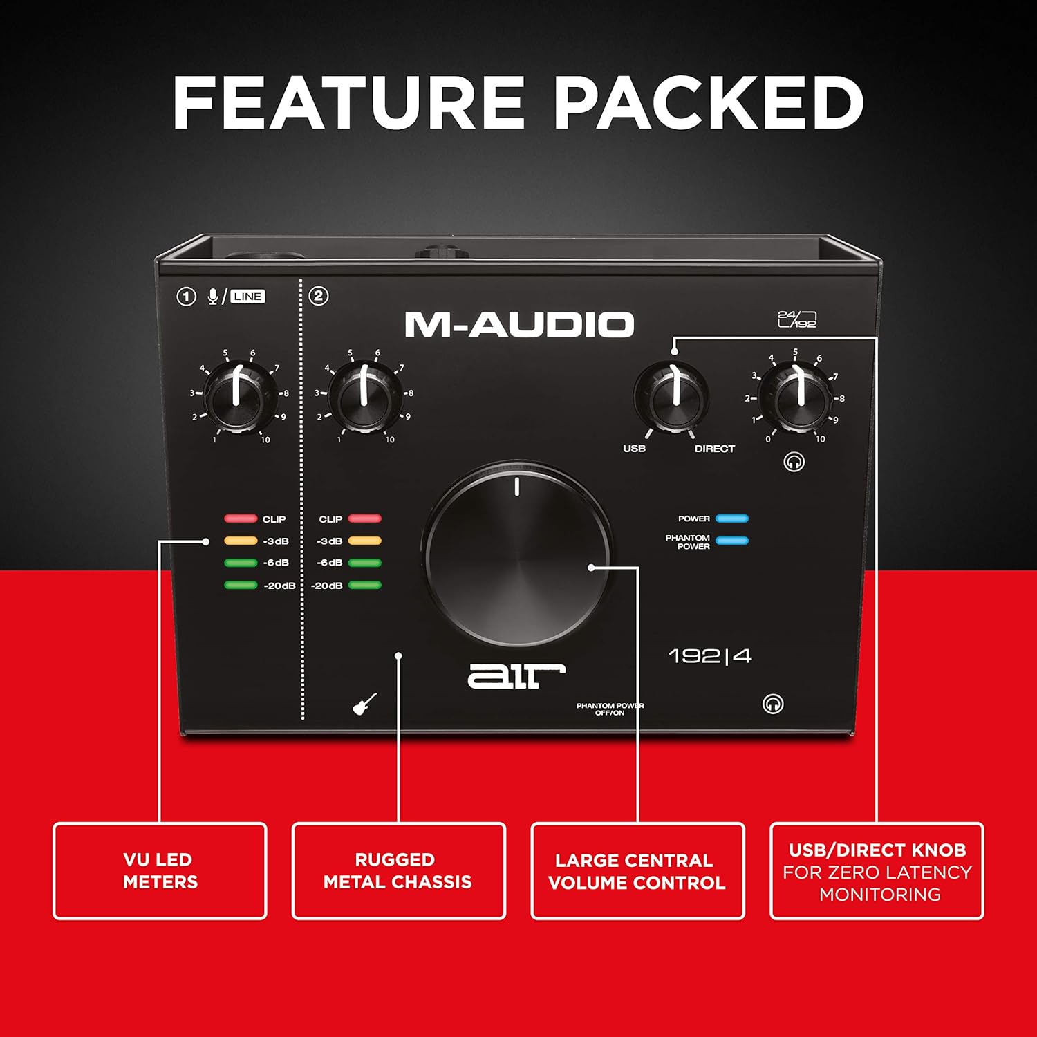 M-Audio AIR 192|4 - 2-In/2-Out USB Audio Interface with Recording Software from ProTools & Ableton Live, Plus Studio-Grade FX & Virtual Instruments: Musical Instruments