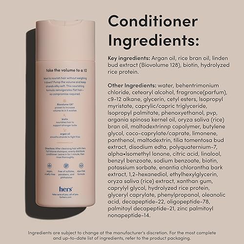 Miniatura 8 de Hers - Juego de champú y acondicionador de volumen completo, champú y acondicionador voluminizador para mujeres con biotina, añade volumen ligero,