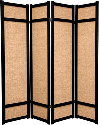Miniatura 15 de Red Lantern Divisor de ambientes Shoji de yute de 6 pies de alto, 5 paneles de miel Negro -,Miel,Natural,Rosewood