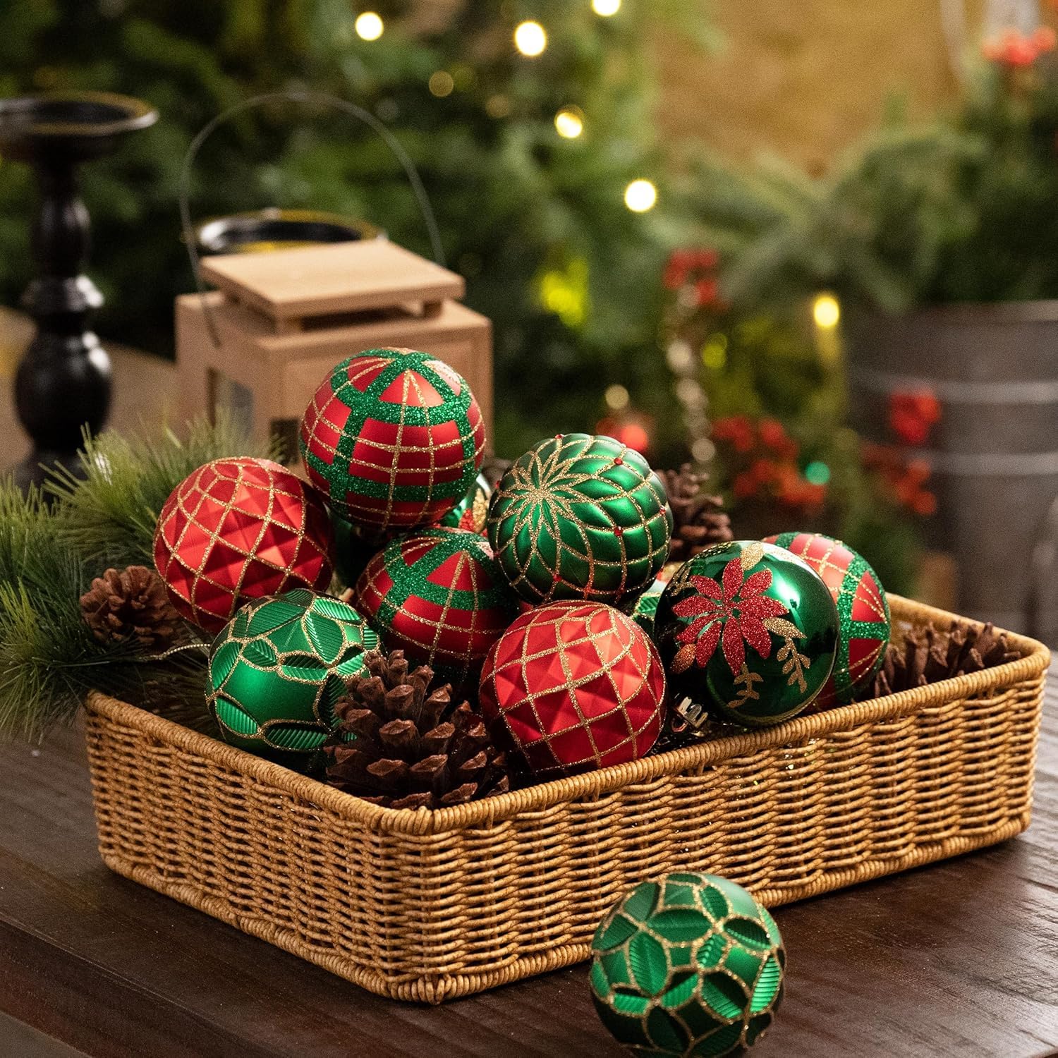 Lot De 30 Boules De Noel Or Et Rouge,Decoration Sapin Noel De 15 Différentes Boules De Sapin De Noël Décoration Pour L'arbre De Noël