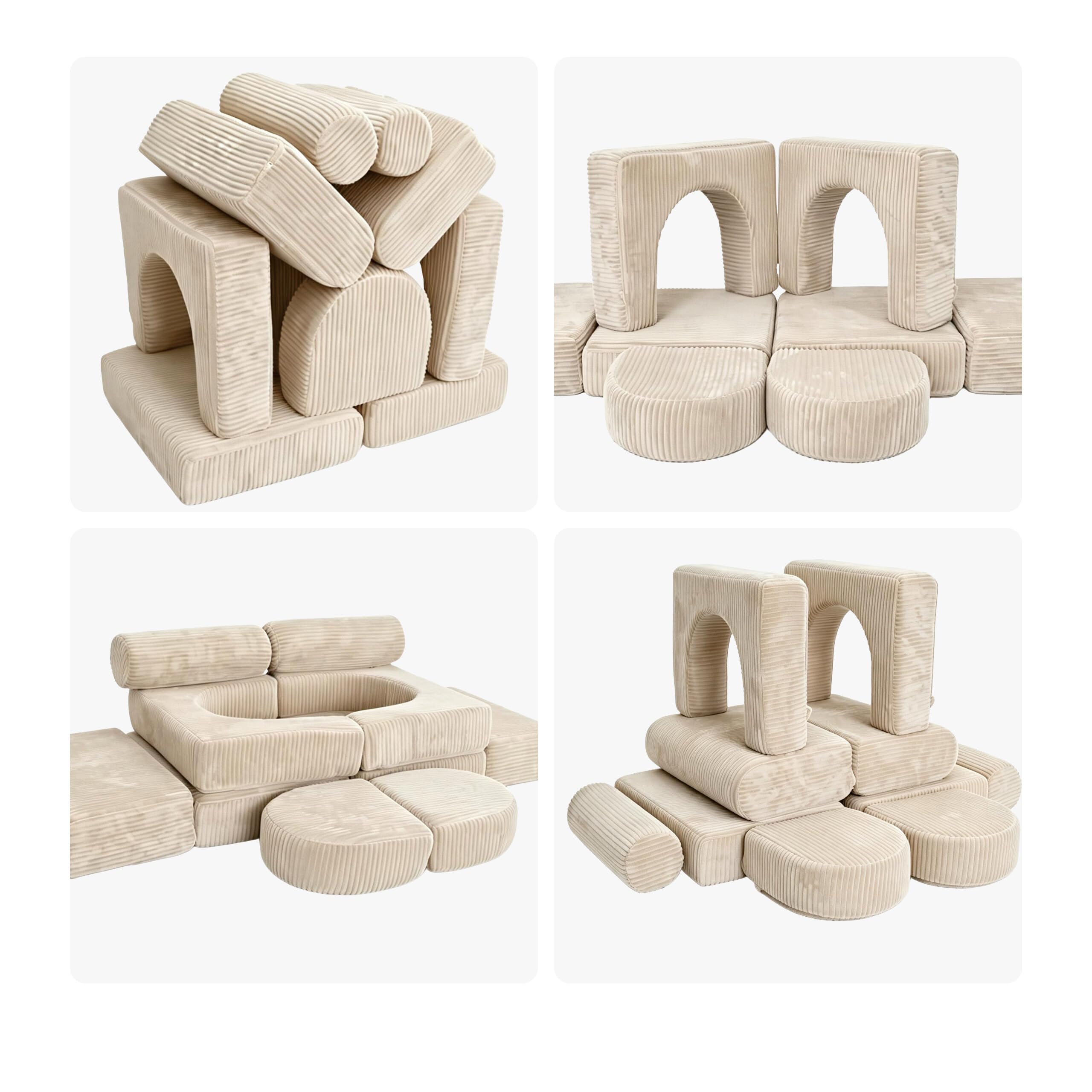 Relaxdays modułowa sofa dla dzieci, 10 el., miękkie klocki, beżowa