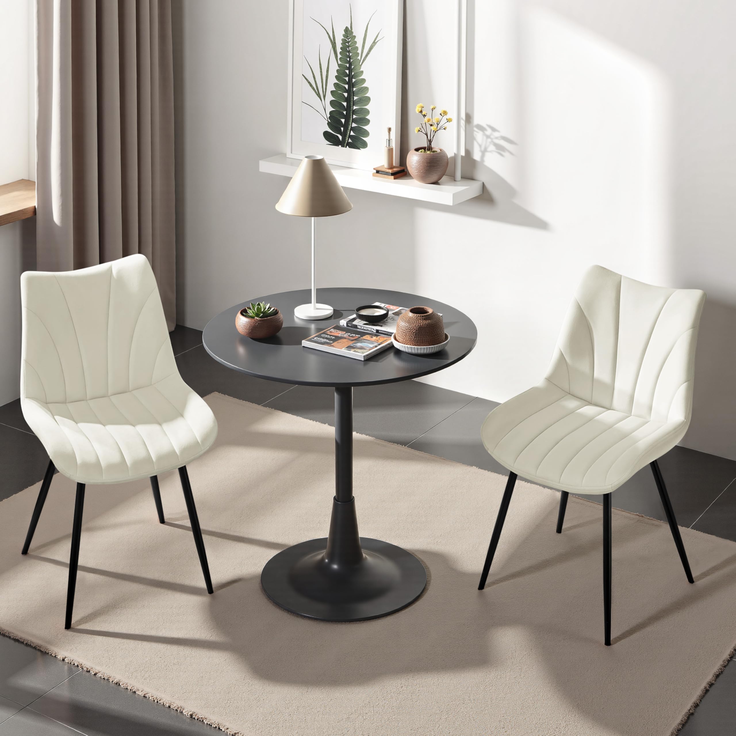 Yaheetech Set di 4 Sedie da Pranzo Moderne in Velluto Sedie Imbottite con Schienale e Gambe in Metallo Senza Braccioli per Cucina Sala da Pranzo e Soggiorno (Beige)