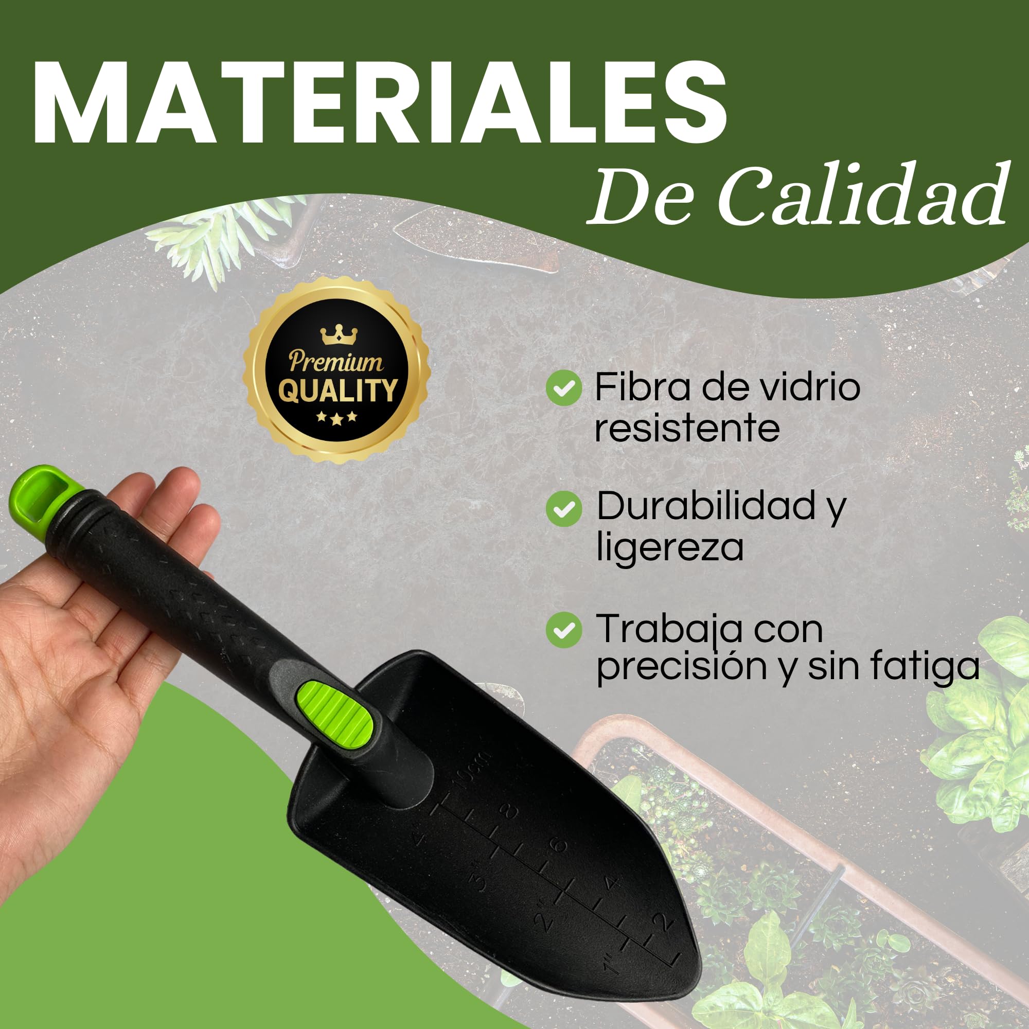 Kit 5 Herramientas de jardinería Resistente de Fibra de Vidrio Ideal para jardín, huerto Urbano o terraza | Kit jardineria Completo Que Incluye: Pala, Rastrillo, Azada, Tijeras de Podar y Guantes. - 5