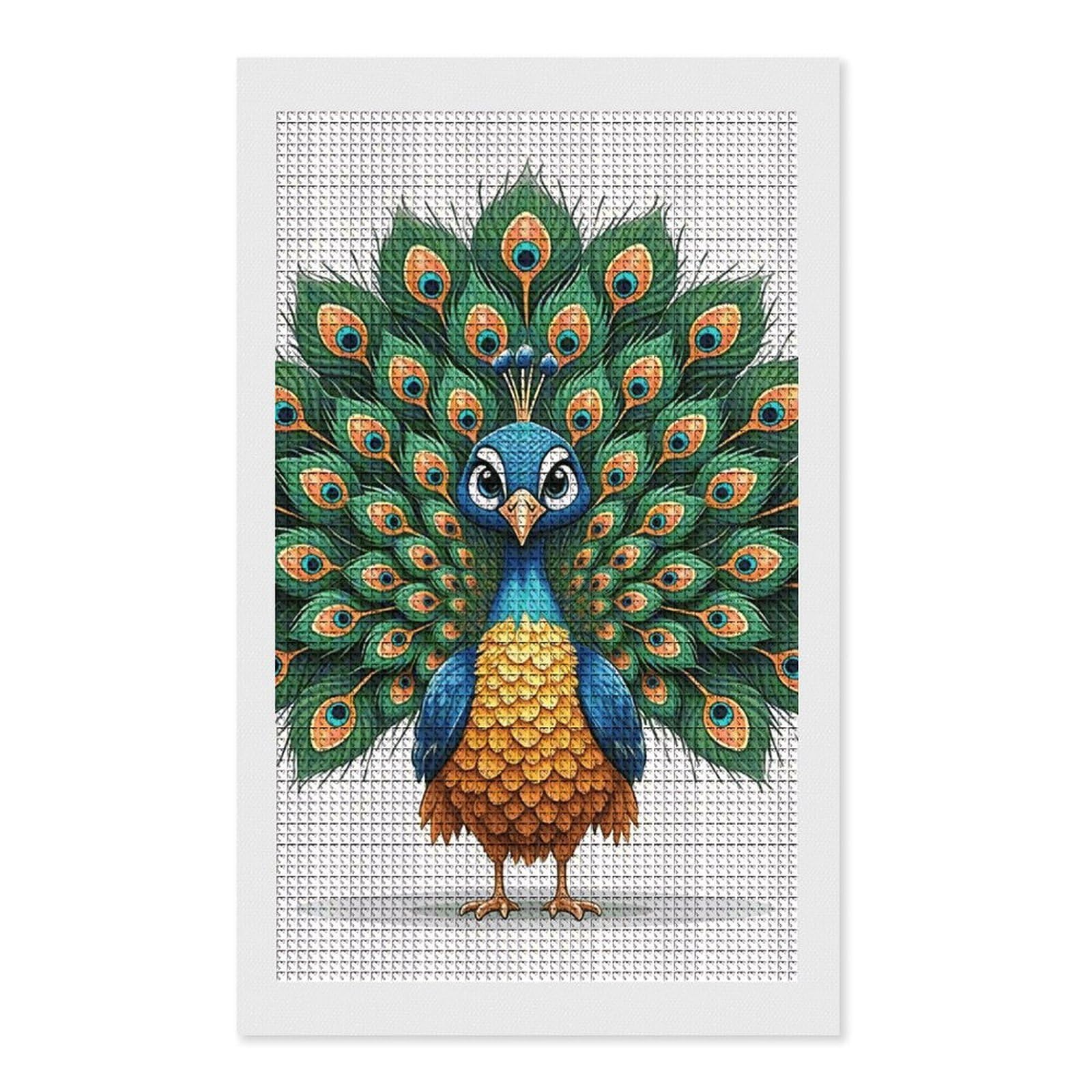 FodPand Cartoon Peacock Diamond Painting Kits for Adults Beginners 5D Square Drill Diamond Art Kits with DIY Tools Gem Art Crafts for Home Wall Decor Living Room Bedroom Office Decoration 12x20