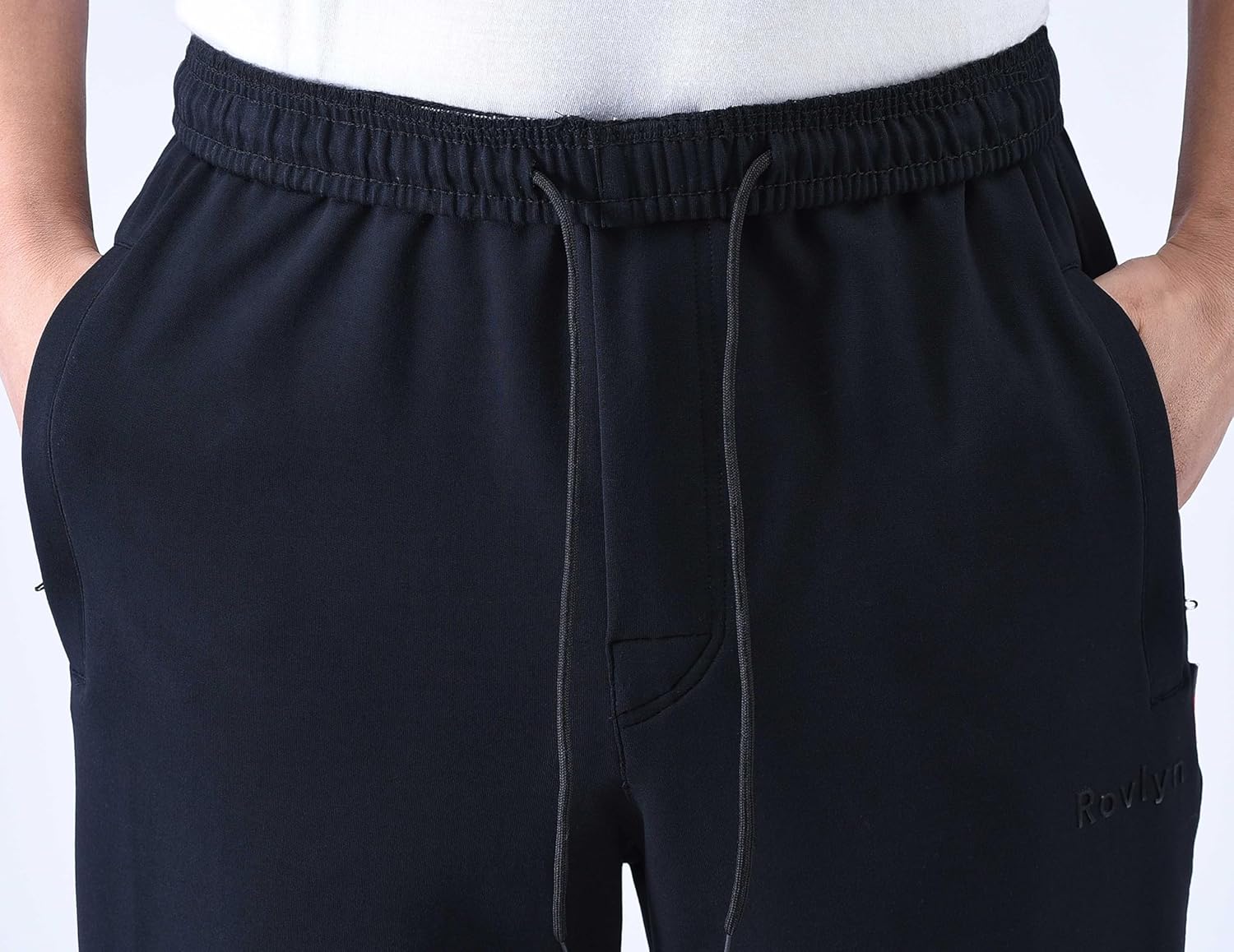 Mens Open Bottom Cotton Sweatpants with Zipper Pockets,Black Navyblue Darkgrey